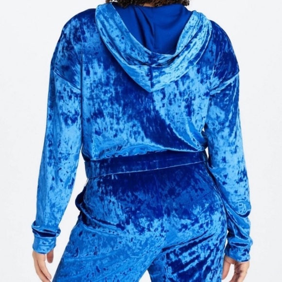 Fabletics Blue Crushed Velour Zip Up Hoodie Size XL - Picture 6 of 11